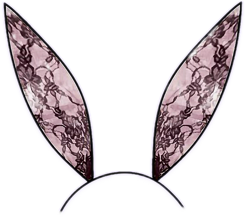 #bunny #bunnyears #black #pink #lace #blacklace #headband (1024x904), Png Download
