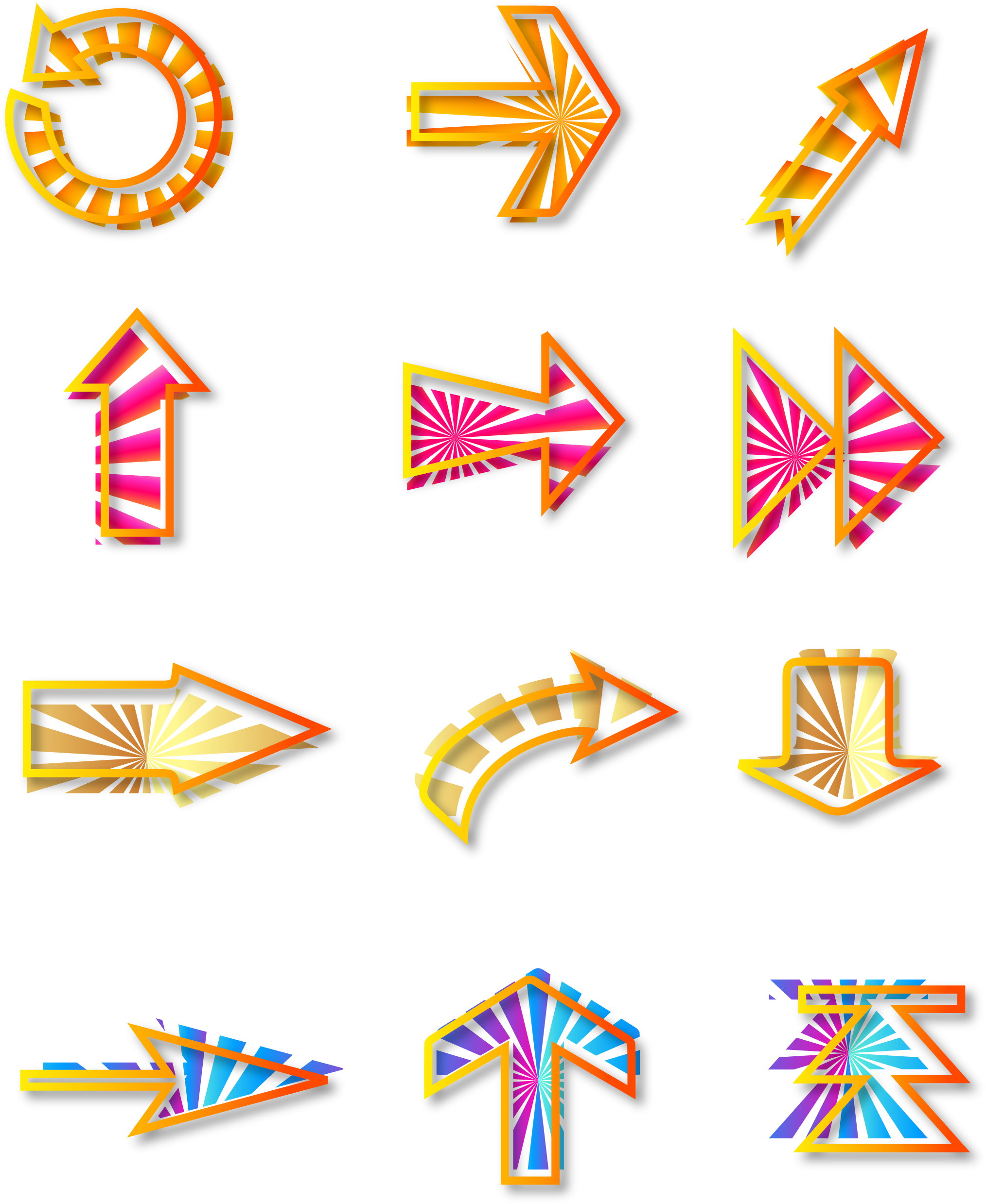 Divergence Pattern Decorative Arrows Colorful Png And - Vector Graphics (2133x2852), Png Download
