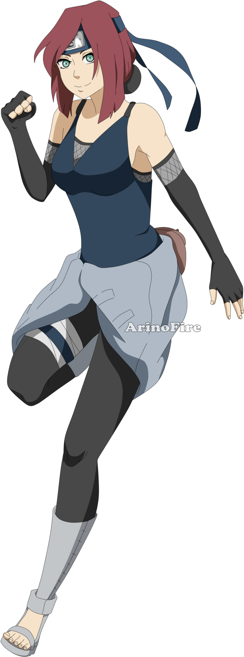 Red Hair Anime Boy Ninja - Anime Female Ninja Naruto Oc (840x2257), Png Download