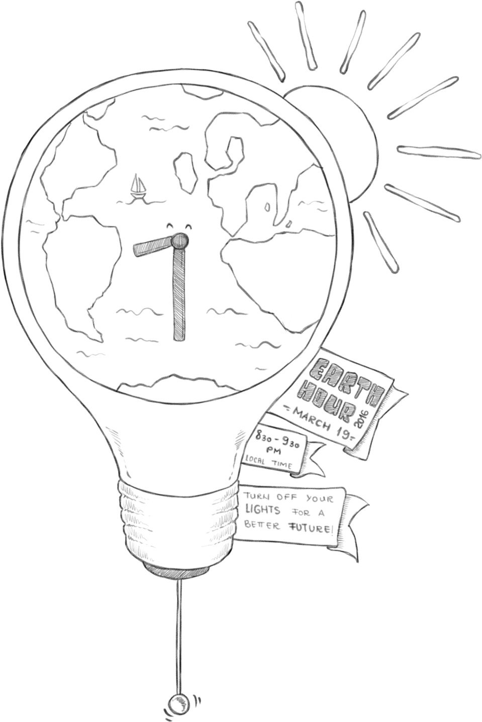 1024 X 1492 28 - Earth Hour Black And White (1024x1492), Png Download