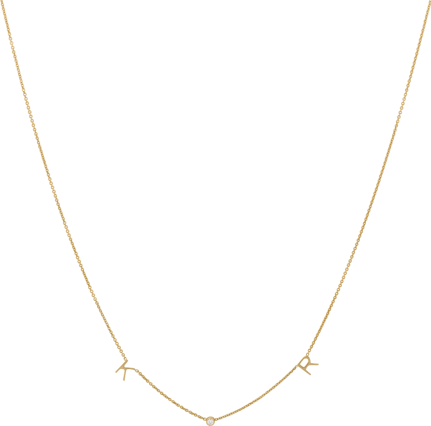 2 Letters & Birthstone Necklace 14crt Gold - Singapore Gold Chain (1780x1800), Png Download