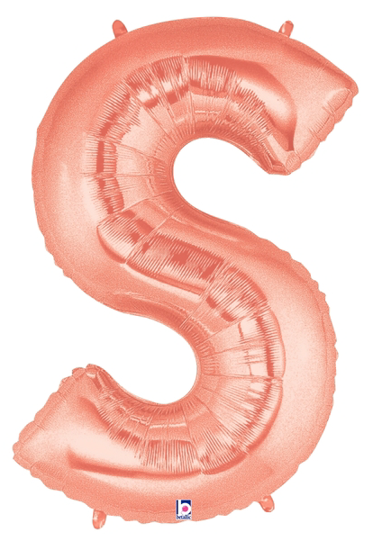 Rose Gold Letter S Foil Balloon Letters - Black Letter S Balloon (600x600), Png Download