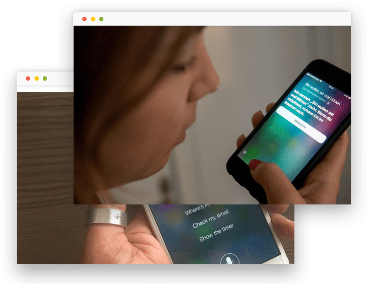 Woman Speaking To Siri - Siri (732x564), Png Download