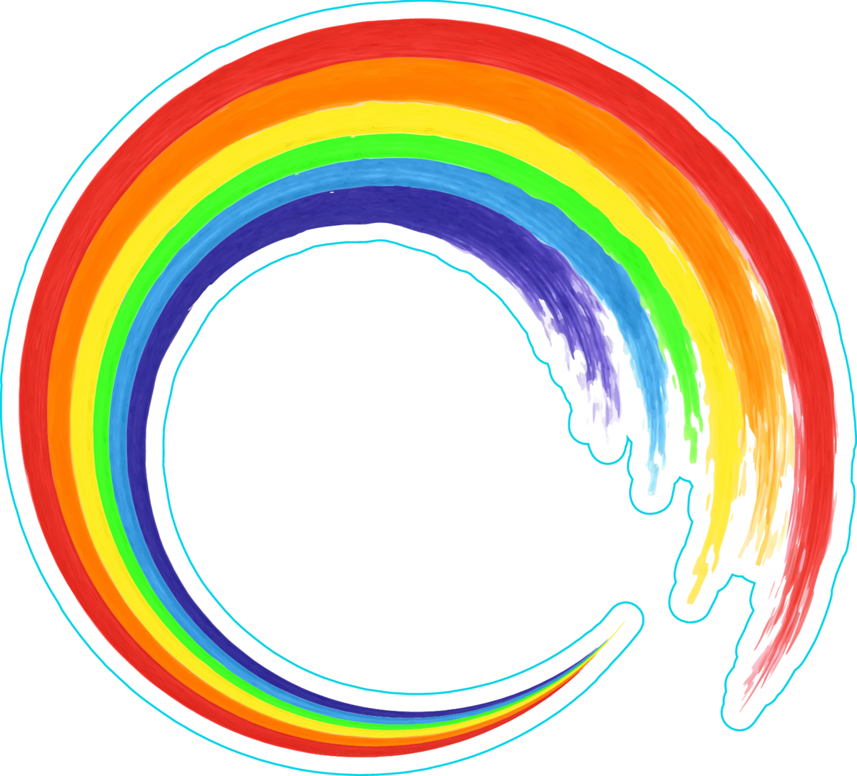 Rainbow Circle Brush Stroke Sticker - Circle Brush Stroke Rainbow (1200x1086), Png Download