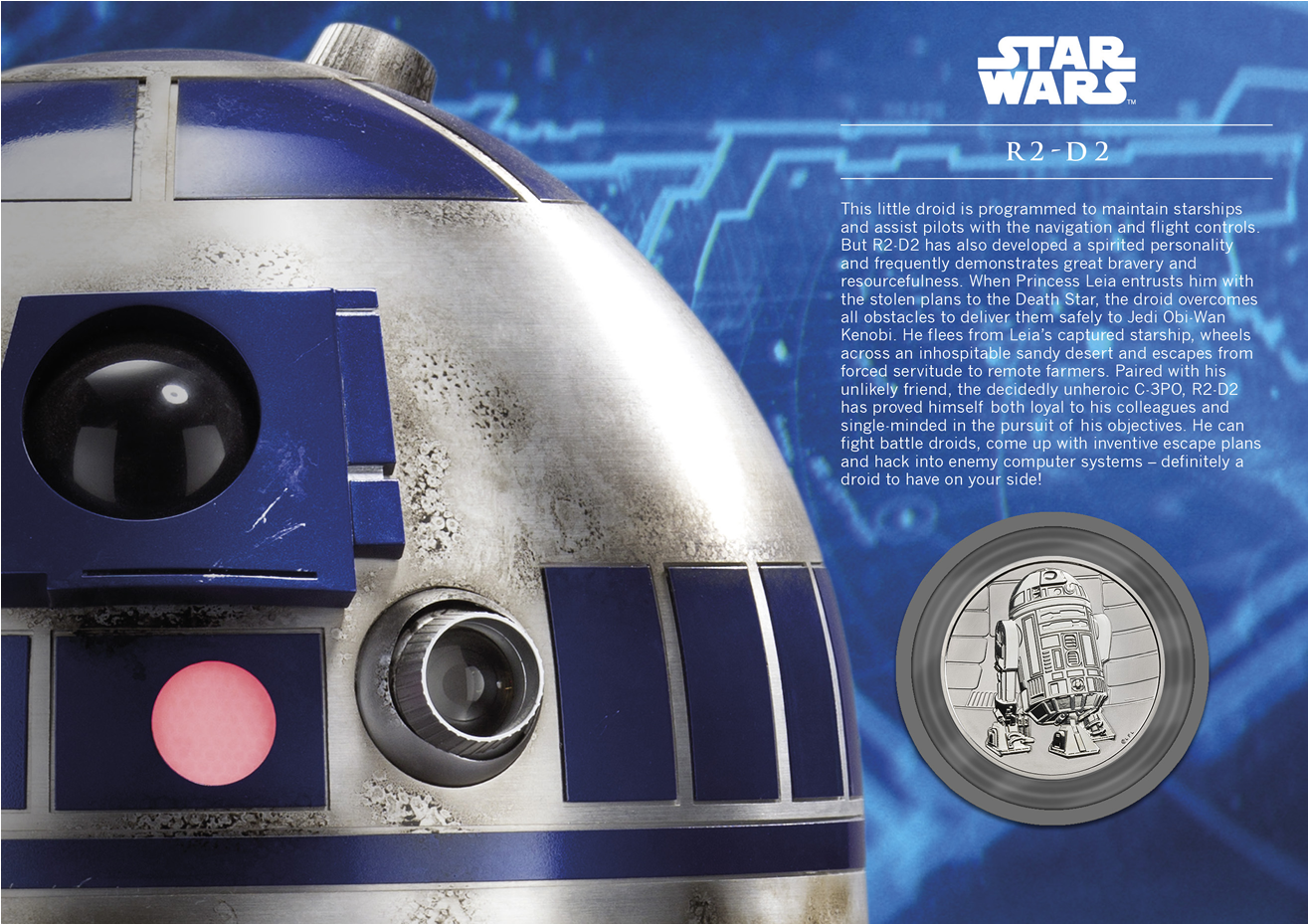 Star Wars™ R2d2 Silver Proof Medal Cover - Star Wars (1500x1500), Png Download