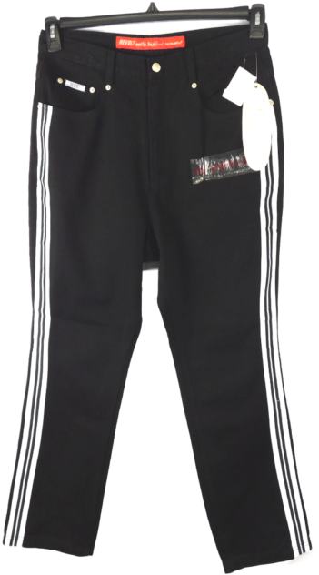 Revolt Black White Racing Striped Wide Leg Vintage - Pocket (480x640), Png Download