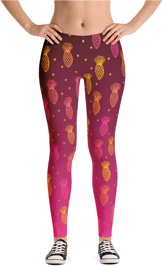 Vegan Leggings - Summer Pineapples - Leggings Gray Pattern (1000x1000), Png Download