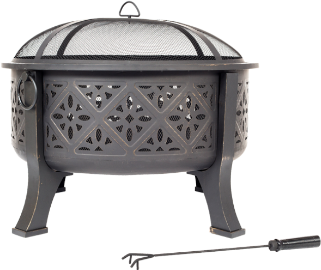 Moresque Moroccan 76cm Firepit Bgamoresque - La Hacienda Moresque Deep Steel Firepit With Grill (1130x733), Png Download