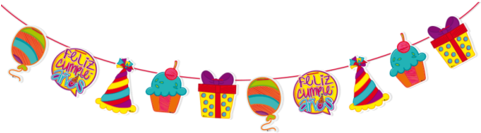 Banderín Figuras De Cumpleaños - Feliz Cumpleaños Banderines Png (480x480), Png Download