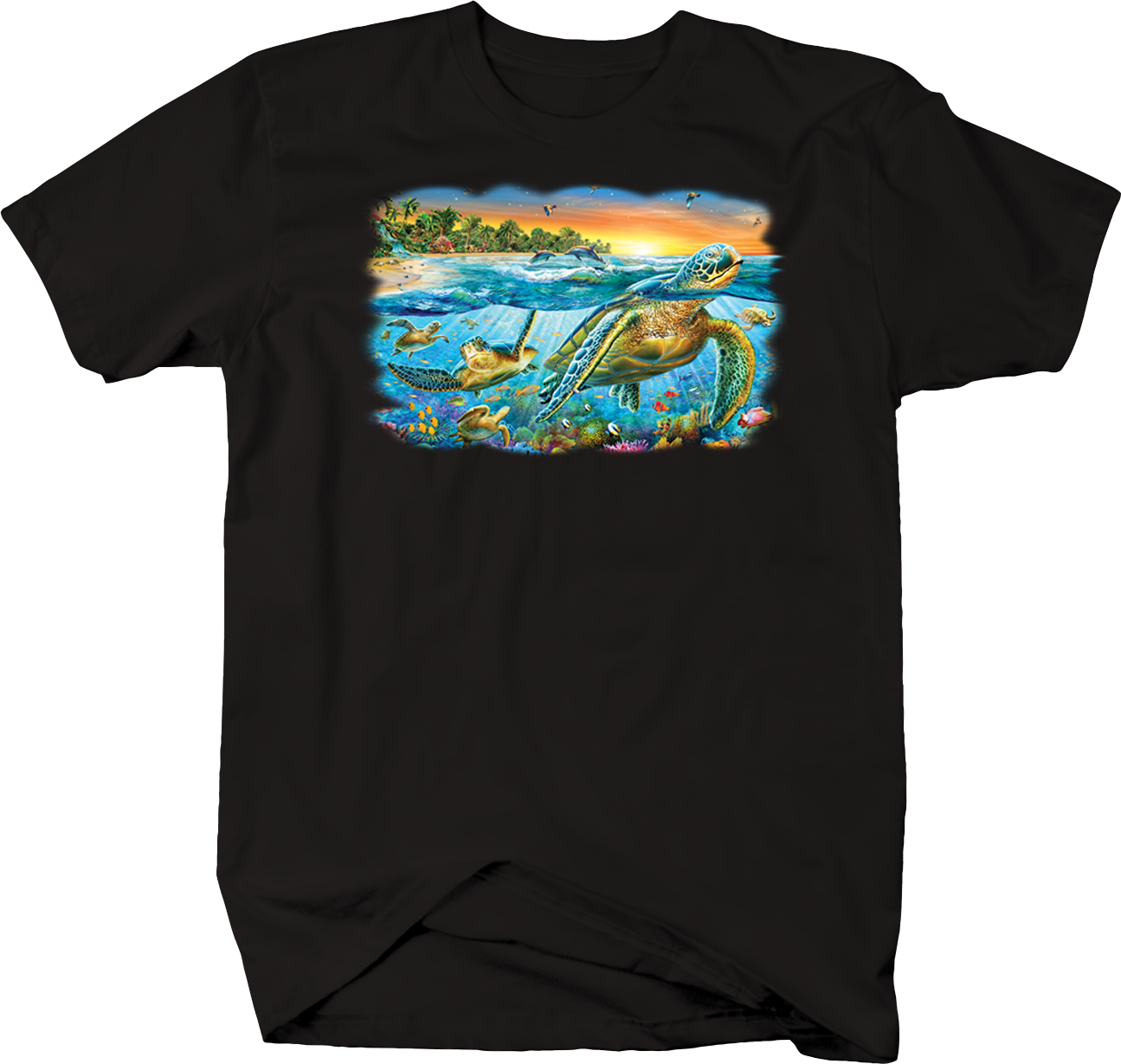 Sea Turtles Swimming In Beautiful Clear Ocean Water - Underwater Turtles Poster Print By Adrian Chesterman (1295x1229), Png Download