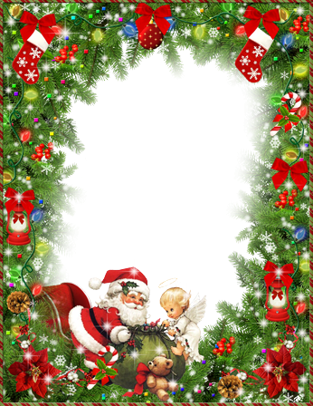Decorated Christmas Tree - Moldura Para Foto De Natal (346x448), Png Download