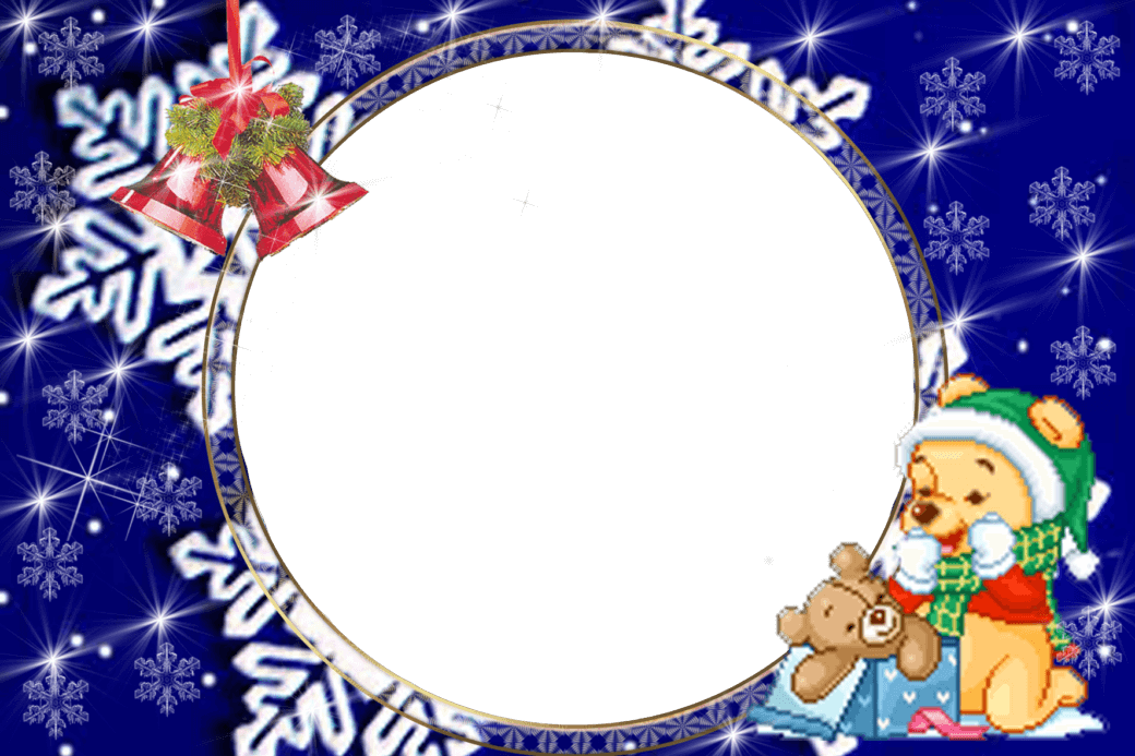 Moldura Foto Natal - Baby Pooh Christmas (1040x693), Png Download