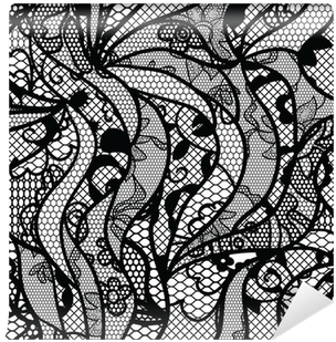 Black Lace Vector Fabric Seamless Pattern With Lines - Textile (400x400), Png Download