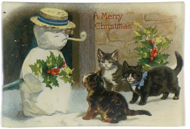 Snowman & Kittens Snowman & Kittens - Vintage Christmas Cat (500x500), Png Download