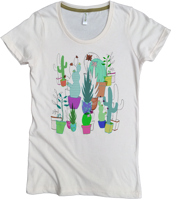 Succulents Printed On Women's Favorite Crew (792x782), Png Download