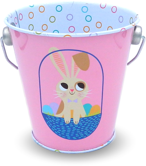 Metal Flower Pot Pail - Target Metal Flower Pot Pail - Pink Bunny (640x639), Png Download