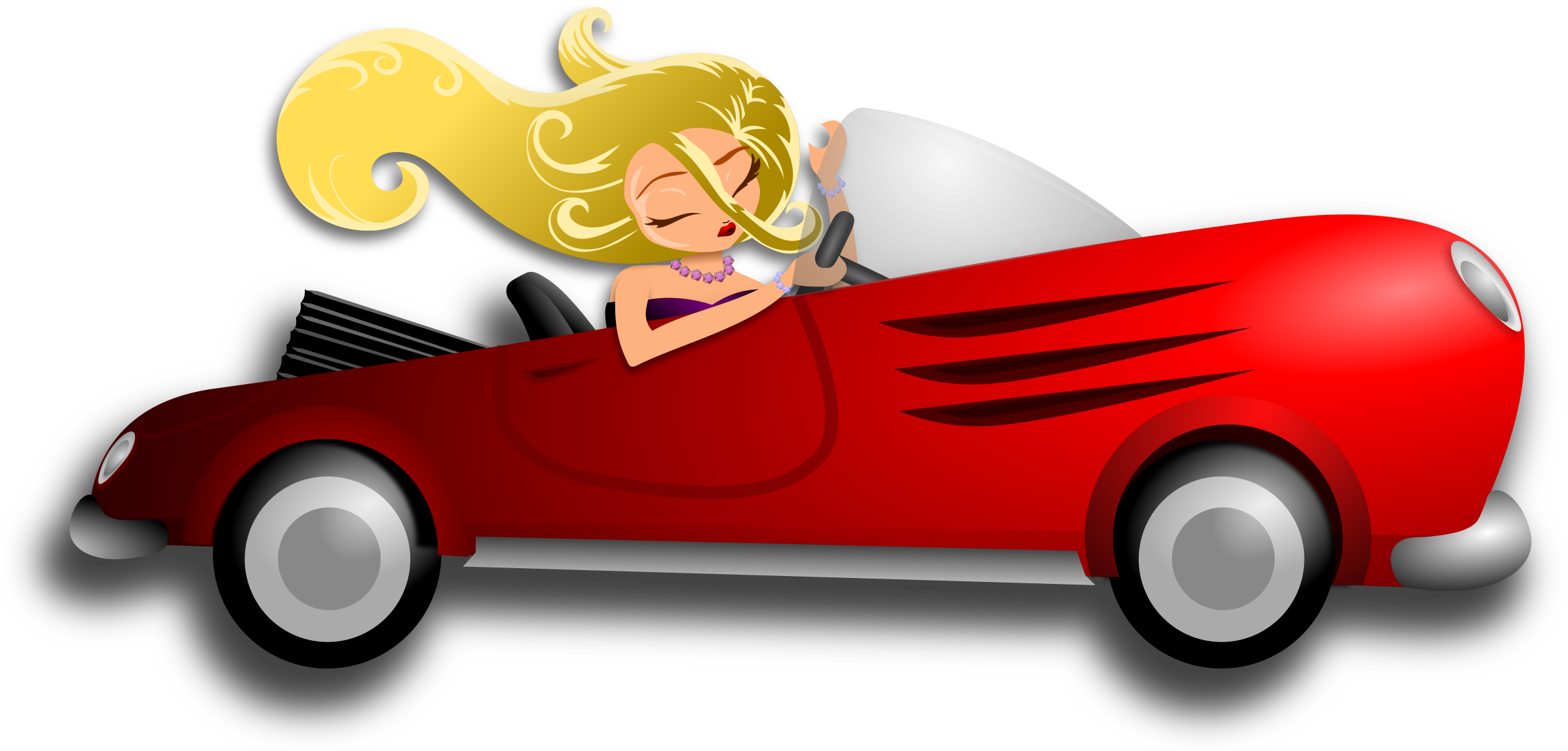 Glamorous Lady Driving Clip Library Stock - Driving Clipart Transparent (2400x1148), Png Download