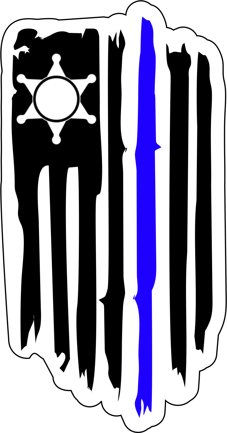 Distressed Usa Flag W/ Sheriff Star Thin Blue Line - Police (792x1505), Png Download