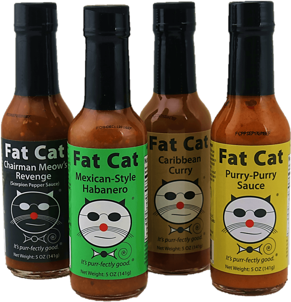 Fat Cat Hot Sauce Sampler Pack - Fat Cat Chairman Meow's Revenge Scorpion Pepper Sauce (1011x1011), Png Download