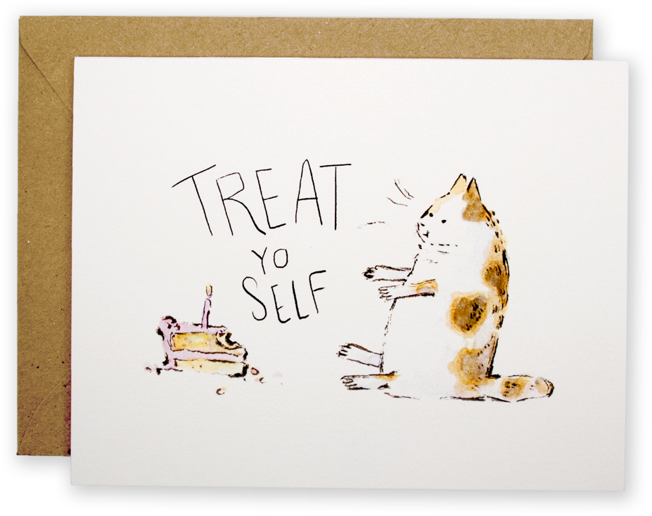 Treat Yo Self Fat Cat - Birthday (1000x1000), Png Download