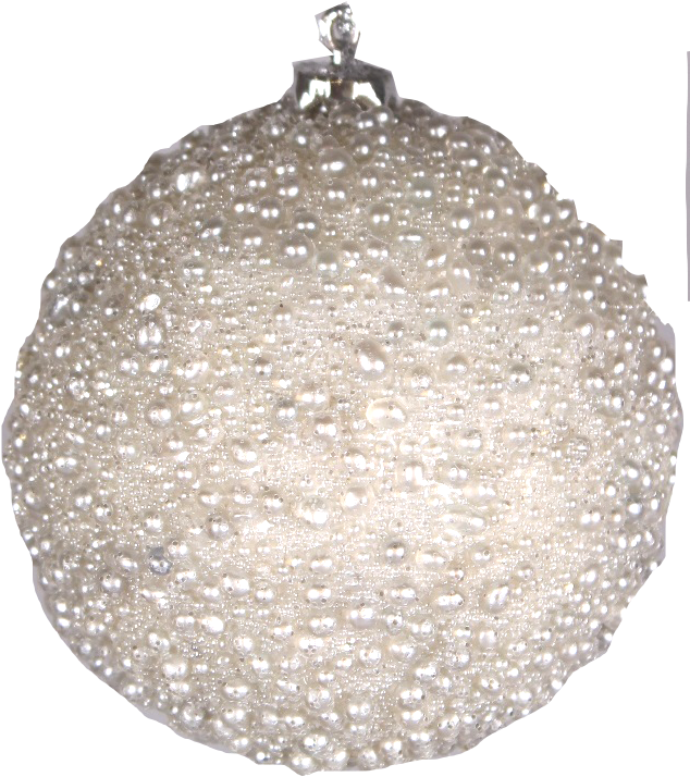 Sparkle Beaded Pearl Ornament - Pearl (405x480), Png Download