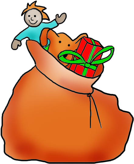Christmas Gifts In Sack - Christmas Presents (591x591), Png Download