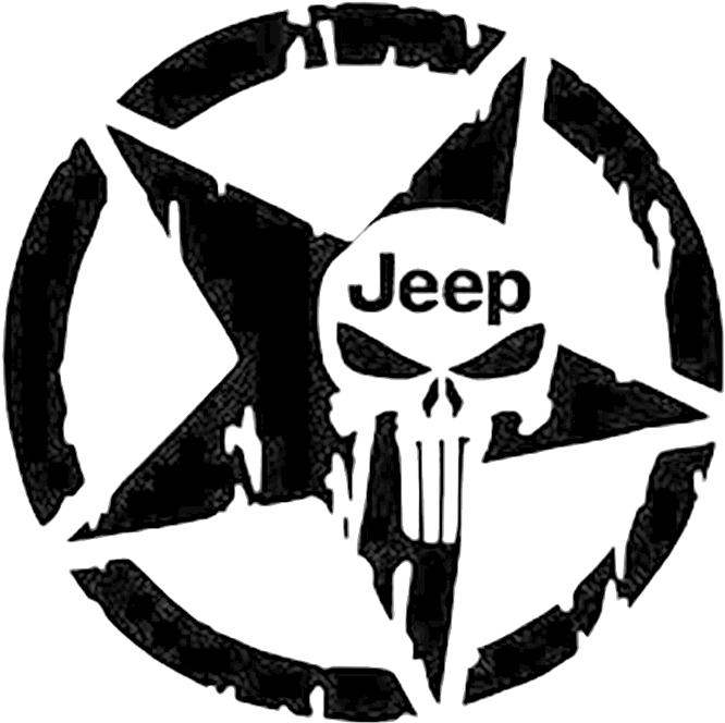 Jeep Punisher Star Decal Punisher Skull Decal, The - Jeep Star W/ Punisher Skull Premium Decal 5 Inch Whtie (672x678), Png Download