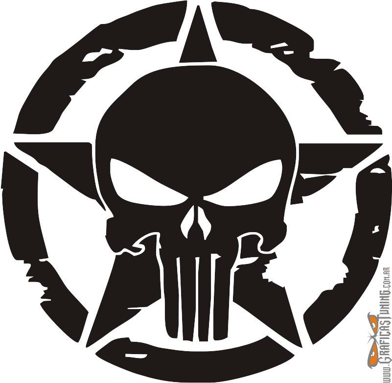 Calcomanía Calavera Punisher - Mopar Us Army Star (800x800), Png Download