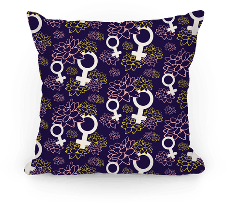 Female Symbol And Lotus Flowers Purple Pattern Pillow - Female Symbol And Lotus Flowers Pattern Tote Bag: Funny (484x484), Png Download