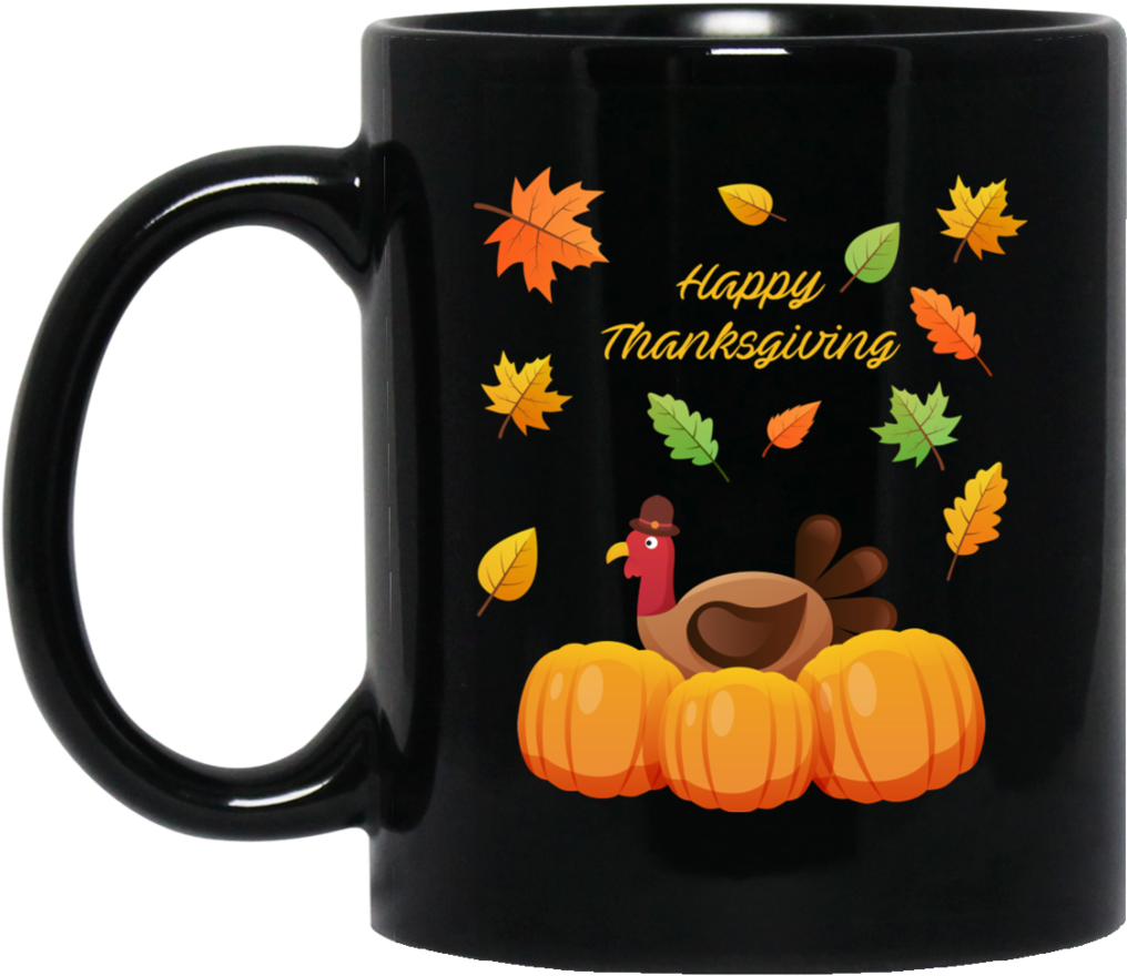 Happy Thanksgiving With Turkey And Pumpkins (1024x1024), Png Download