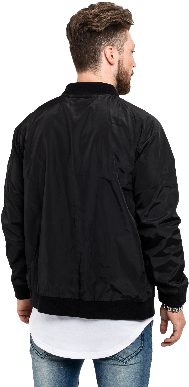 Bomber Jacket - Black Bomber Jacket Back (1333x1600), Png Download